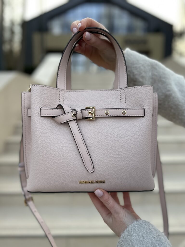 Emilia Small Pebbled Leather Satchel у кольорі Powder Blush - жіноча сумочка Michael Kors