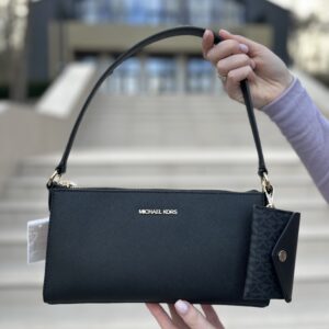 Vincent Medium Saffiano Leather Pochette with Signature Logo Card Case - жіноча сумочка Michael Kors класичного стилю з кард кейсом