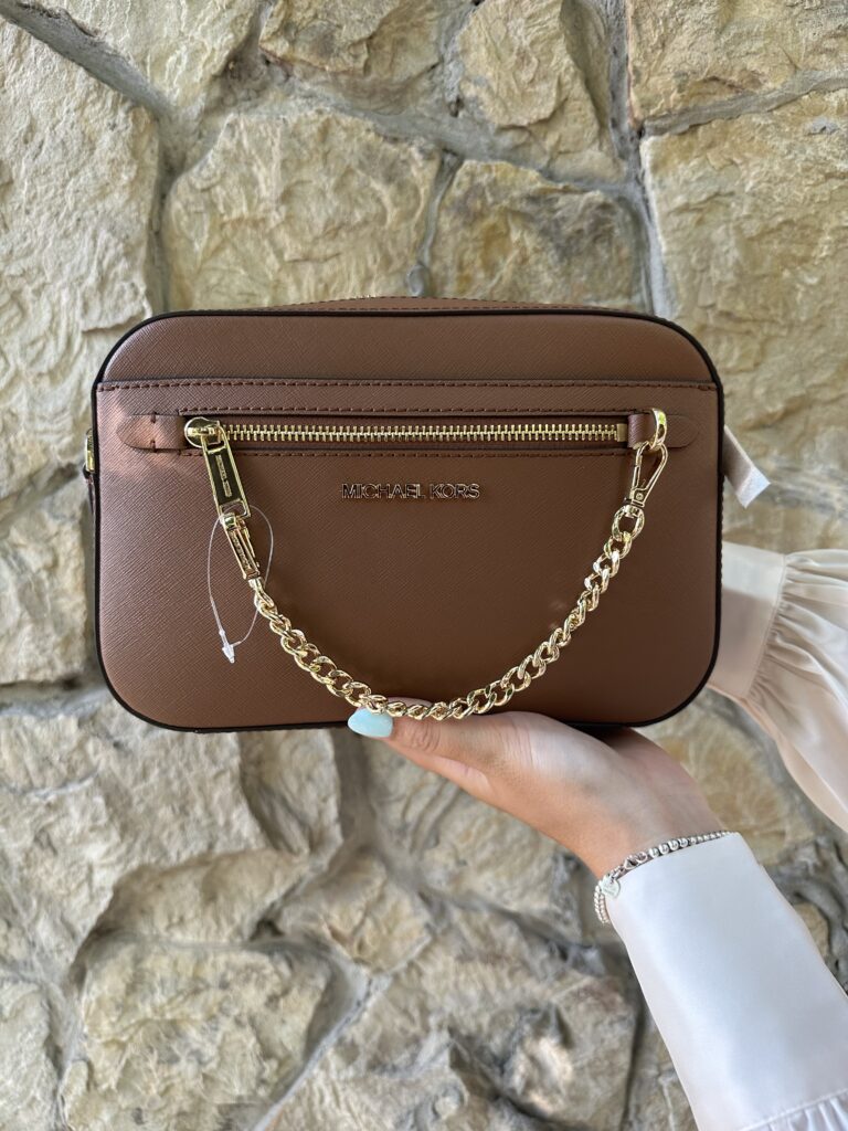 Jet Set Large Saffiano Leather Crossbody Bag у кольорі Luggage - жіноча сумочка Michael Kors