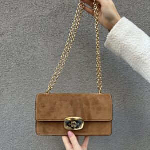 Eliza Flap Crossbody Bag In Suede - жіноча сумочка Coach у замшевій шкірі
