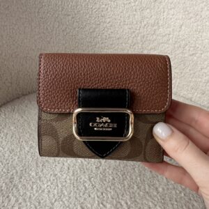 Small Morgan Wallet In Colorblock Signature Canvas Gold/Khaki Multi - жіночий гаманець Coach
