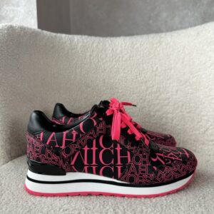 Billie Newsprint Logo Leather Trainer Neon Pink - жіночі кросівки Michael Kors