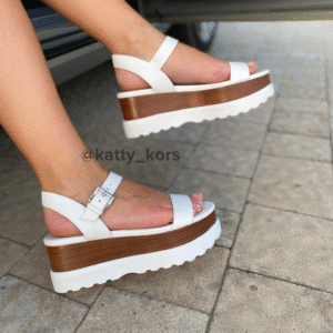 Marlon Leather Flatform Sandal Optic White - жіночі босоніжки Michael Kors