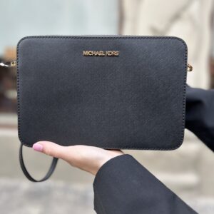 Jet Set Large Saffiano Leather Crossbody Bag у кольорі Black - жіноча сумочка Michael Kors