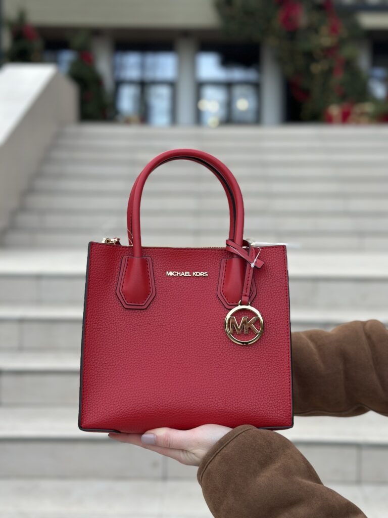 Mercer Medium Pebbled Leather Crossbody Bag у кольорі Bright Red - жіноча сумочка Michael Kors
