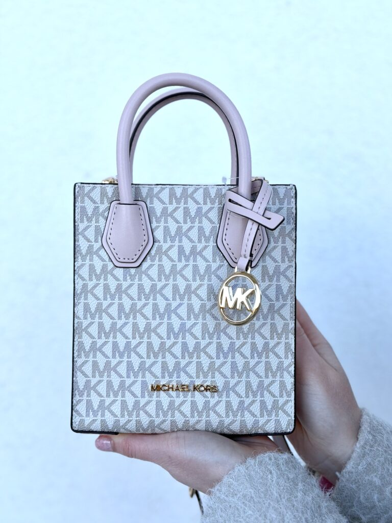 Mercer Extra-Small Logo and Leather Crossbody Bag у кольорі Powder Blush Multi - жіноча сумочка Michael Kors