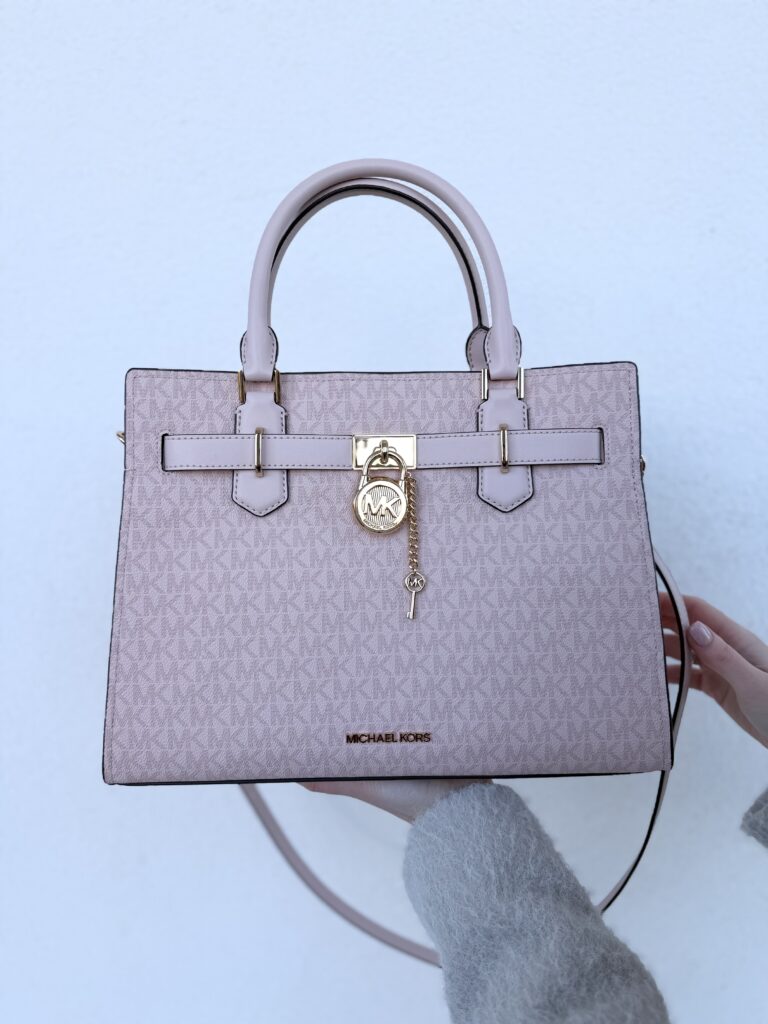 Hamilton Medium Signature Logo Satchel у кольорі Powder Blush - жіноча сумочка Michael Kors