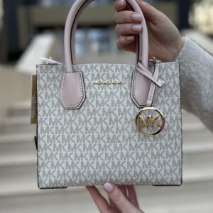 Mercer Medium Logo and Leather Accordion Crossbody Bag у кольорі Powder Blush Multi - жіноча сумочка Michael Kors